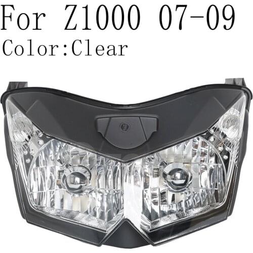 Motorcycle Front Headlight Lamp Assembly For Kawasaki Z1000 2007 2008 2009 Clear Lens
