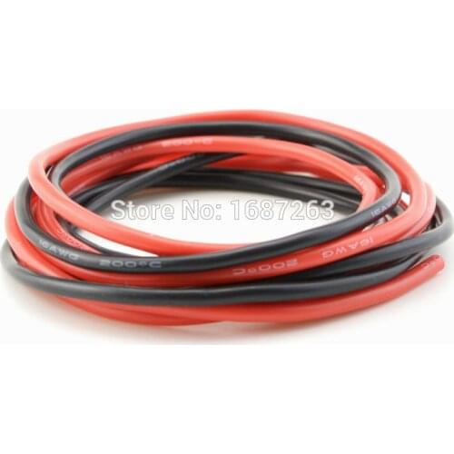 Red + Black Silicon Wire 16# 16AWG 16 AWG Heatproof Soft Silicone Silica Gel Wire Cable 1meter 2meters 5meters 10meters 20meters