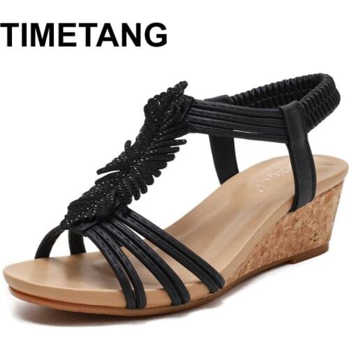 TIMETANGCasual Wedge Sandals Women 2021 New Summer Roman Shoes Womens Sandals Thick-soled Large Size Thin all-match WomensShoe
