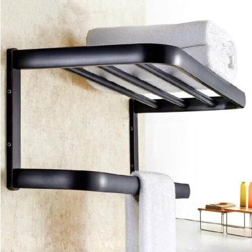 VidricShelves Solid Brass Towel Hanger 2-Tier Towel Holder Racks Bath Storage Rail Wall Bathroom Accessories Towel Bars 81344