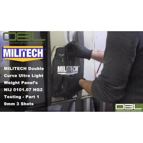 Test Video--MILITECH HG2 NIJ 0101.07 & NIJ IIIA 0101.06 Double Curve Hard Armor Testing - Part 1 9mm