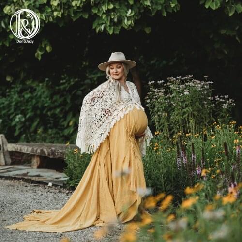 Don&Judy Vintage Cotton Maternity Dresses for Photo Shoot Boho Maternity Gown Dress Photography Party Pregnancy Dress 2021