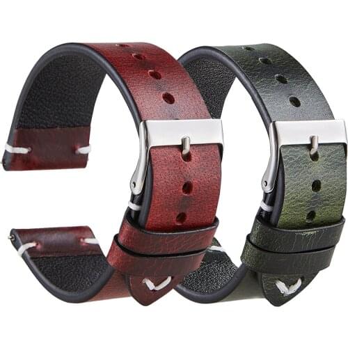 20mm 22mm Vintage Oil Wax leather Italy Straps For Samsung galaxy active 2 Smart Bands Replacement Watchband High Quality
