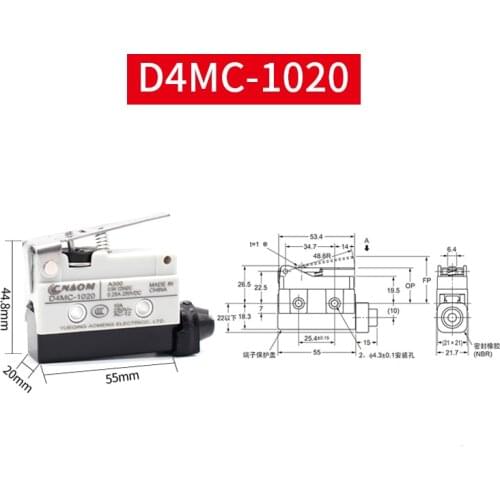 10A 250VAC Waterproof Micro Switch Travel Limit Switch Straight 90degree Roller Lever D4MC-1020 D4MC-3030 D4MC-5040 D4MC-1000