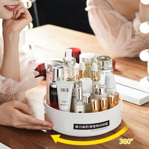 Rotating Cosmetics Storage Box Kitchen Organizer Fruit Plate Seasoning Storage Bathroom Accessories Multi-function Storage Box