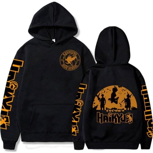 Funny Haikyuu Hoodies Men Women Long Sleeve Hip Hop Sweatshirt Black Tops Clothes