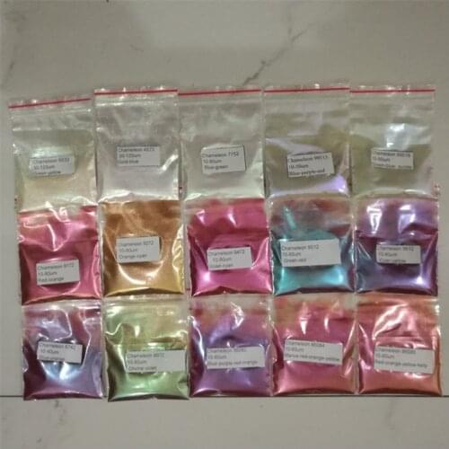 Chameleon Pearl Pigment Powder Color Changing Shift Paints Samples Kit 10grams Each Lot for Cosmetics Coating