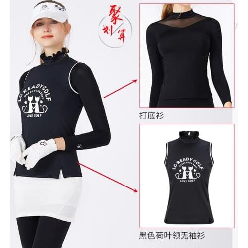 Ladies golf short-sleeved T-shirt, bottoming shirt set, golf apparel, moisture absorption and quick drying, anti-wrinkle and ant