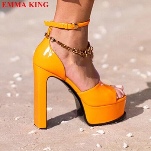 2021 Runway High Heels Platform Women Sandals Fashion Summer Ankle Strap Gladiator Sandalias Mujer Ladies Thick Sole Shoes Woman