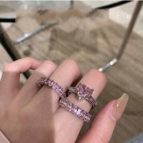 Charm Pink AAAAA Zircon Ring 925 sterling silver Party Party Wedding band Rings for Women Engagement Jewelry Gift