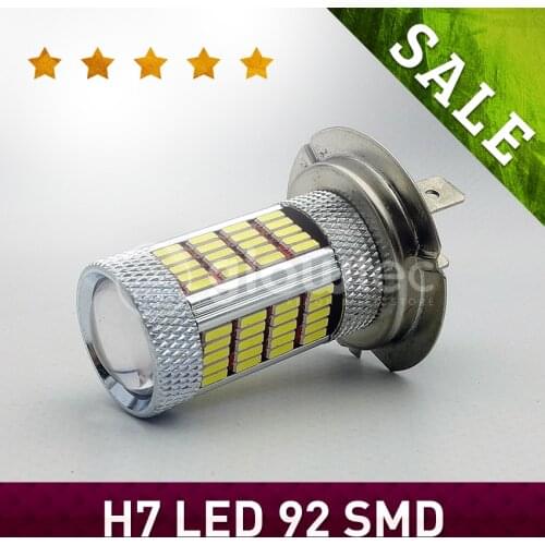 1x H7 12V 4014 SMD 92 LED High Power White Auto Driving Fog Lights Lamp Bulbs Car LED Head Lamp Light Car Styling GLOWTEC