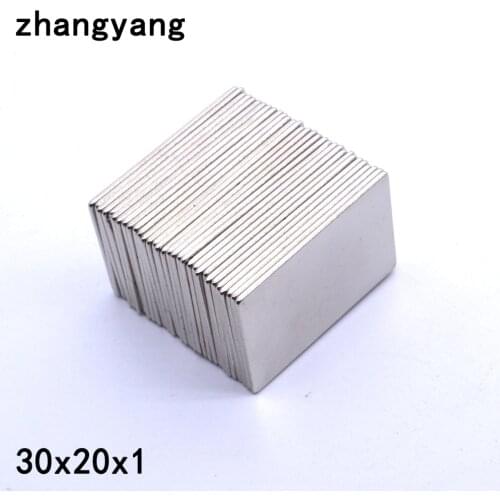 10 20 50pcs/lot magnet 30x20x1 N35 NdFeB Rare Earth Magnet 30*20*1 Neodymium Magnets 30 x 20 x 1
