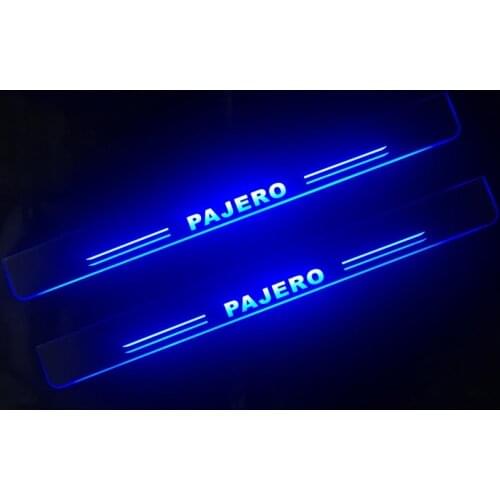 12V Welcome Pedal Lights For Mitsubishi Pajero 2015 2016 2017 Pedal car Door Sill Pathway Lamps led thresholds scuff plates auto