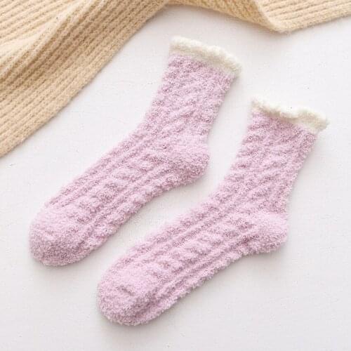2018 7colors Winter Snow Socks Coral Velvet Knitting Thickening Warm Floor Socks Ladies' Patchwork Warm towel socks Wholesale