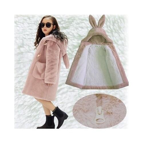 2020 Winter Jacket Girls Hooded Thick Warm Baby Girl Coats Fleece Long Kids Windbreaker Clothes Teenage Childrens Outerwear