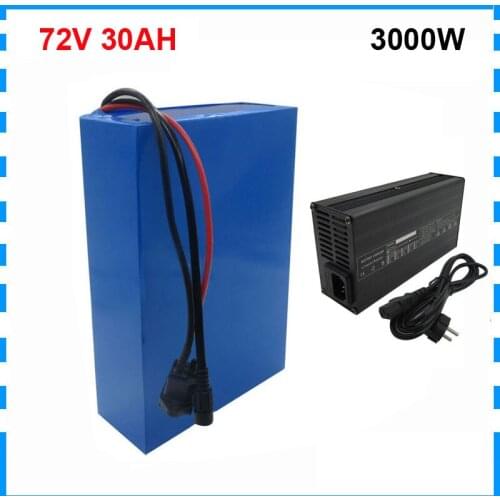 3000W 72V 30AH Lithium E-Bike Batterie 72Volt 28AH Electric Bike Scooter Motor Battery Pack 21700 cell 50A BMS with 5A Charger