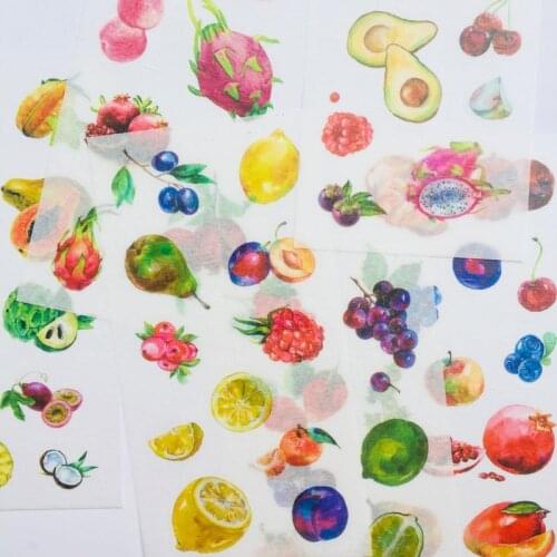 6 Sheets Fresh Colorful Fruits Washi Paper Decorative Stickers Computer Notebook Decor