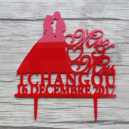 Acrylic Glitter Gold Wedding Cake Topper for Engagement,Custom Couple Name Date Mr Mrs Cake Decoration,Multiple Color for Chosen