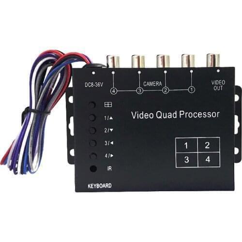 AV RCA 4CH Car Video Quad Processor splitter car rear view parking assist for CCTV truck bus control box camera system