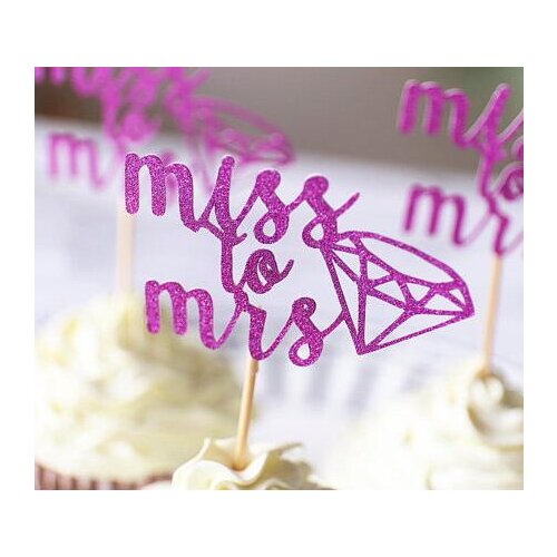 Glitter miss to mrs wedding Engagement rings cupcake toppers valentines day Anniversary party decoration doughnuttoothpicks