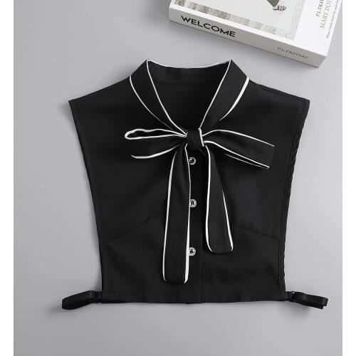 Cotton Shirt Fake Collar Tie Women Black Ladies Bowknots Detachable Stand False Collar Blouse Top Half Shirt Clothes Accessory