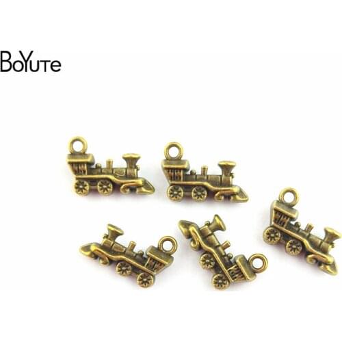BoYuTe (50 Pieces/Lot) 18*12*5.5MM Antique Bronze Plated Zinc Alloy Old locomotive Charm Pendant Diy Necklace Bracelet Findings