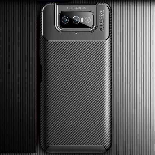 Carbon Fiber Fibre Case For Asus Zenfone 7 Pro ZS671KS Soft TPU Silicone Protector Cover For Zenfone 7 ZS670KS
