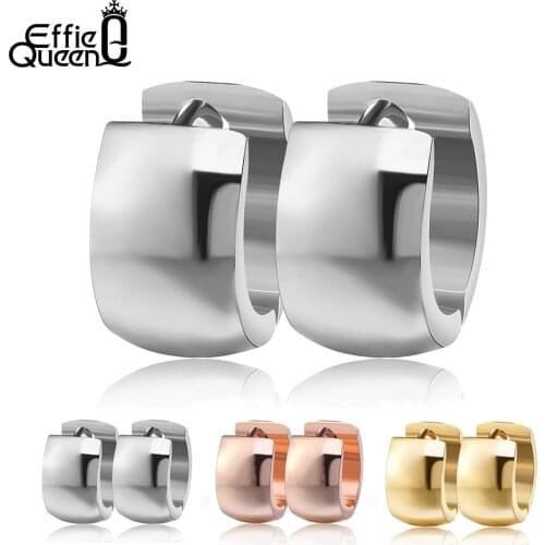 Effie Queen 316L Stainless Steel Ear Stud Earrings Fashion Women Mens 7mm Wide Punk Style Small Earrings Jewelry Wholesale IE18