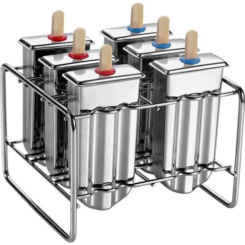 Hot Sale Popsicle Mold Stainless Steel Ice Cream Mold with Holder Rack Ice Lolly Mold Homemade Freeze Lolly Popsicle Maker