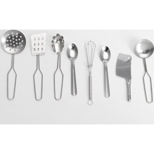 HBB 25pcs Stainless Steel Kitchen Cooking Utensils Mini Kitchen Tools Play House Pretend Toy