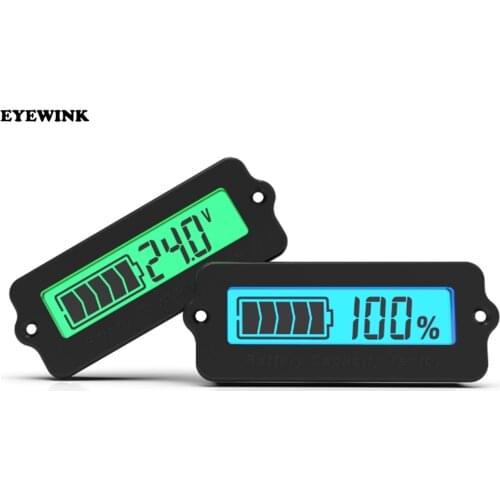 12V LY6W Lead Acid Battery Capacity Indicator Blue LCD Digit Display Meter Lithium Battery Power Level Detector Tester