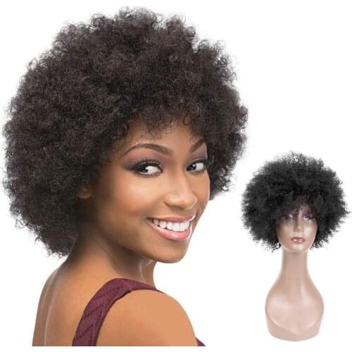 Short Sassy Curly Wig Afro Wigs For Black Women Afro Kinky Curly Wig Brazilian Hair Wig 100% Human Hair Wigs Full Machine made