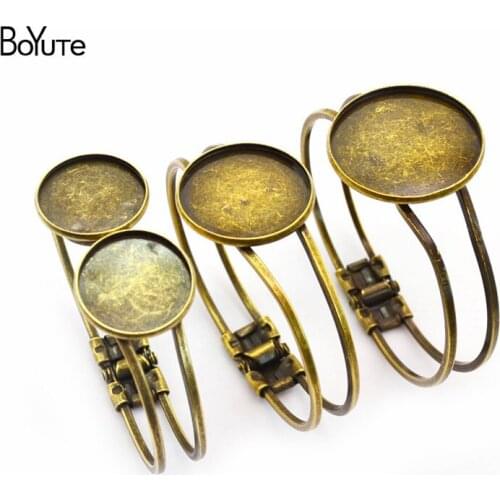 BoYuTe (5 Pieces/Lot) Round 20MM 25MM 30MM Cabochon Base Blank Bracelet Bangles Tray Bezel Diy Hand Made Jewelry Accessories