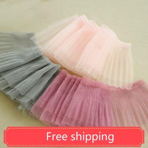 5Yard/Lot Handmade diy mesh organ pleat lace trim skirt wedding dress doll clothes neckline cuff decoration lace fabric material