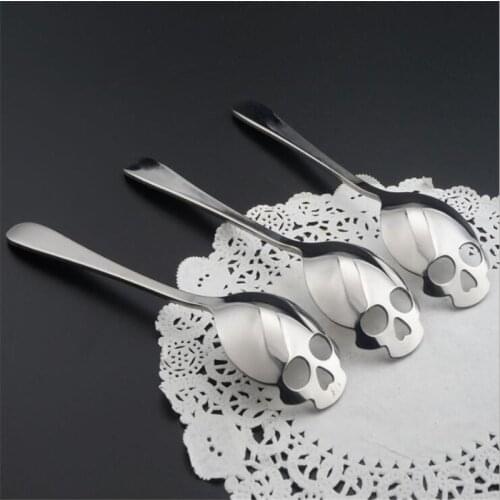 Stainless Steel coffee Scoop Skull shape dessert spoon Food grade ice cream candy tea spoon tableware