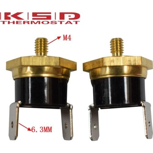 2PCS KSD301 M4 Copper Screw Bimetal Thermostat Bimetallic Disc Thermostat 40C/50C/65C/70C/75C/80C/90C/100C/120C/130C/150C