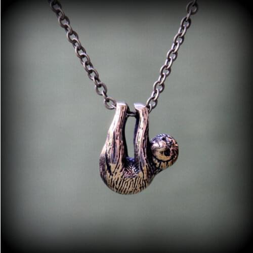 Trendy Vintage Baby Sloth Necklace Antique Silver color antique bronze color Antique copper color sloth pendant