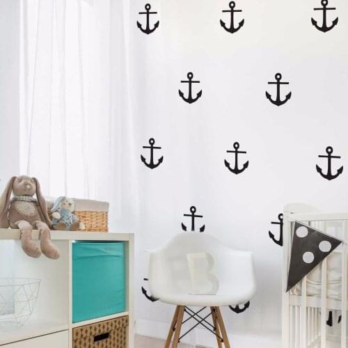 Anchor Down Wall Decal Set 40 Pieces Anchor Vinyl Wall Sticker Kids Room Home Decor Removable Sea Style Wall Art Mural AY1505