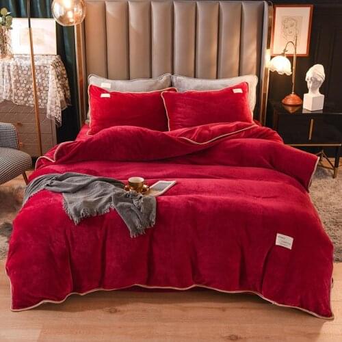 2021 new products Thick and warm double faced golden mink velvet Solid color Bed Set luxury bedding king size 4-piece set