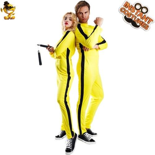 New Arrival Adult Lover KuNG FU Jumpsuit Costumes Performance Purim Costume for Men&Women Yellow Jumpsuit Costumes