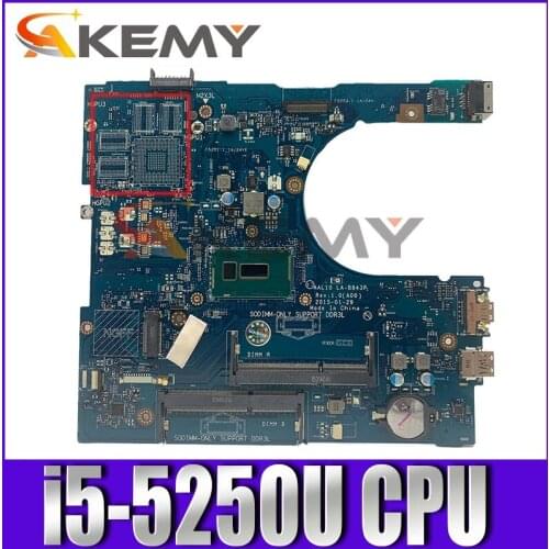 Original Laptop motherboard For DELL Inspiron 5558 Core SR26C i5-5250U Mainboard CN-0XCFXD 0XCFXD AAL10 LA-B843P DDR3