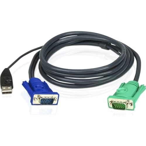 ATEN Original KVM Switcher Cable 1.2m 1.8m 3m 5m Length USB VGA KVM extender Data connector USB KVM Cable with 3 in 1 SPHD