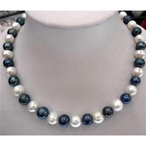 8-9mm Natural Black & White Akoya Cultured Pearl Fashion Jewelry Necklace