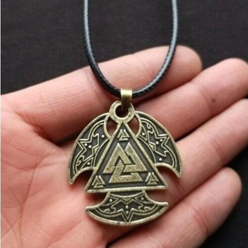 Viking Tomahawk Triangle Pendant Necklace Nordic Mythology High Quality Men Jewelry