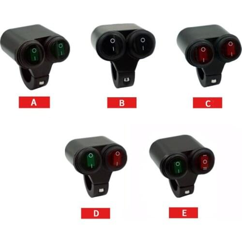 Mtsooning 7/8" 22mm Aluminum 12V Motorcycle Handlebar Control Switch Dual Button Control for Headlight Fog Lights Danger Light