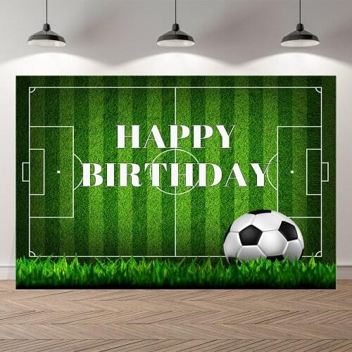 SeekPro Customized Football Soccer Field Green Grassland Boy Birthday Kids Backdrop Vinyl Photography Background Photo Studio