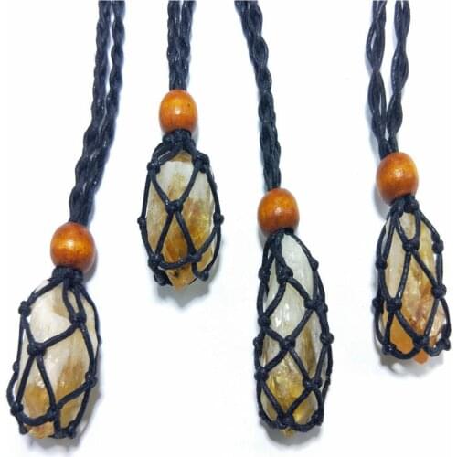 1pc Natural Citrine Stone Pendant Pure Handmade Quartz Crystal Pendant Necklace Gemstone Healing Natural Stones Gifts