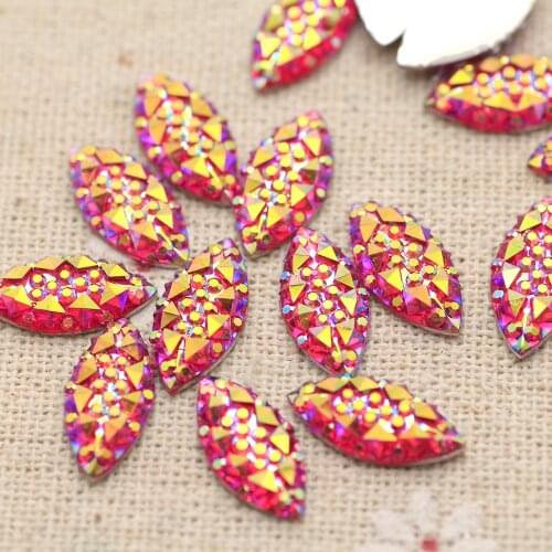 7*15mm 100pcs Eye horse Shine Green red blue AB Silver Base Sew On Rhinestone Glue on Stones Spacer buttons for DIY Garment