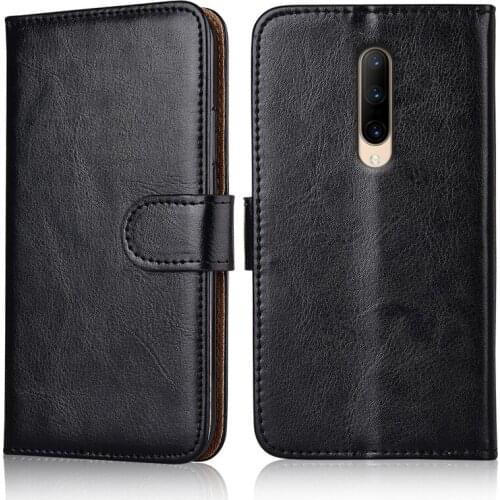 Luxury Flip Book Leather Case for OnePlus 7 Pro Stand Wallet Phone Bags Cover with Strap