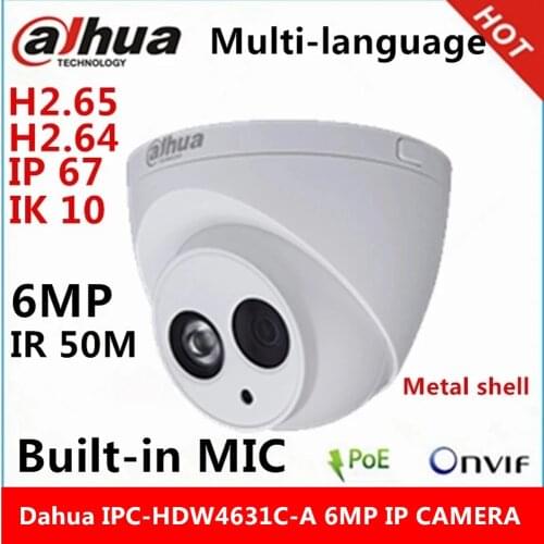 Dahua IPC-HDW4631C-A metal shell 6MP Built-in MIC POE IR 50m IP67 IK10 ip camera